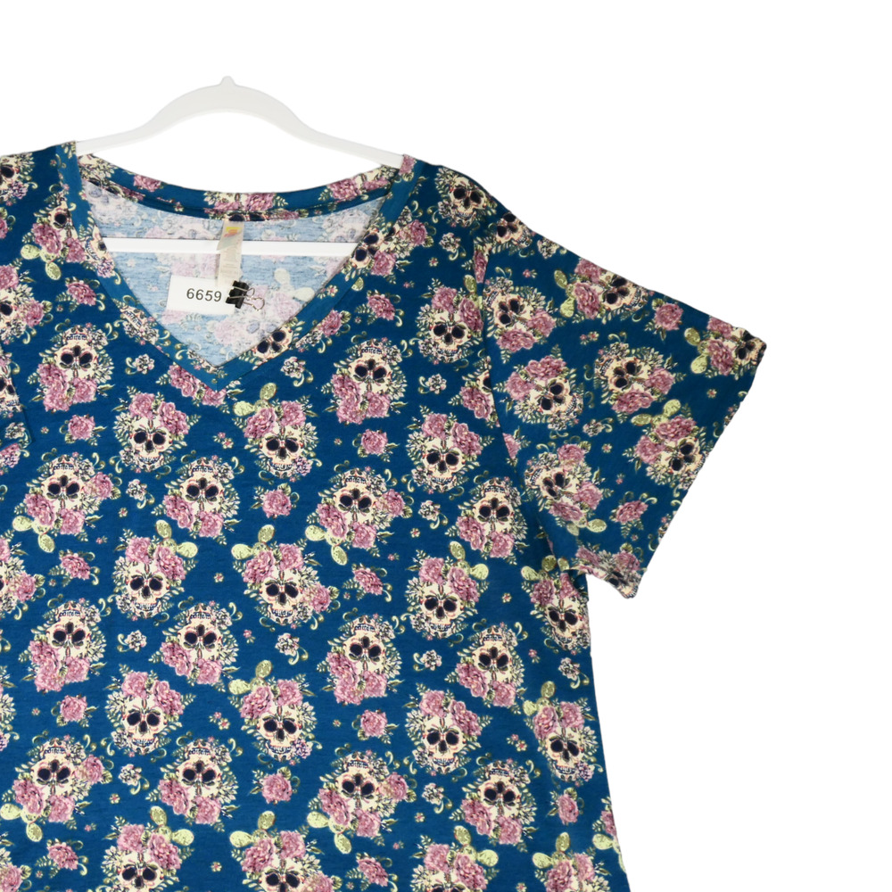 LuLaRoe Whimsigoth Skull Floral Tunic Tee Womens 3X Indie Femme Y2K Dark - Picture 4 of 8